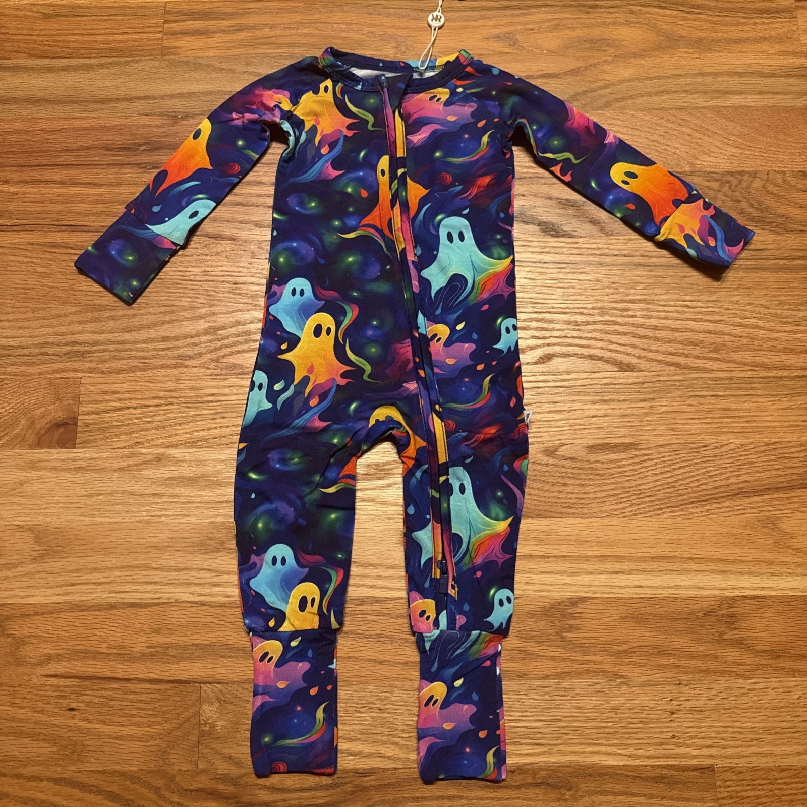 Bums & Roses 3-6 Month Convertible Romper Drop It Like It's Haunt Ghosts Nwt — image 2 of 8